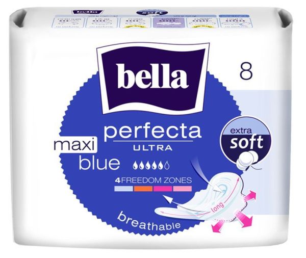 Прокладки белла perfecta ultra maxi blue супертонкие 8шт фотография