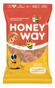 Мармеладки медовые без желатина Апельсин HoneyWay 75г