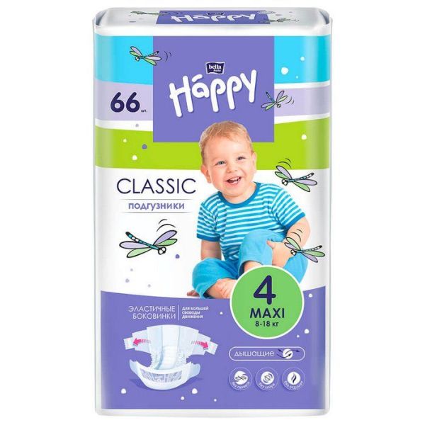 Подгузники Bella Happy Classic Макси 8-18кг 66шт фотография