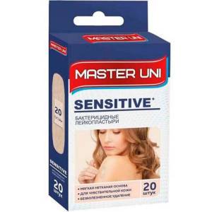 Лейкопластырь бактерицидный Master Uni Sensitive нетканая основа 20шт